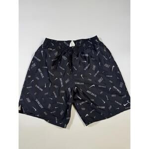 Nike Mens Swim Trunks Black Just Do It Logo Print Mesh Lined Size L
